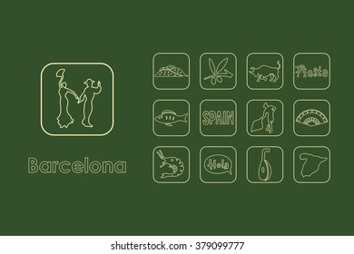 Set of Barcelona simple icons