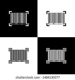 Set Barcode icon isolated on black and white background.  Vector Illustration