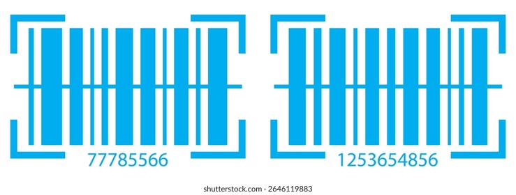 Set of barcode label templates isolated on white background. Collection of barcode icons. Visual digital data representation with merchandise information. Vector graphic illustration.