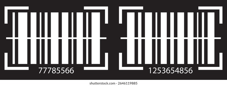 Set of barcode label templates isolated on white background. Collection of barcode icons. Visual digital data representation with merchandise information. Vector graphic illustration.