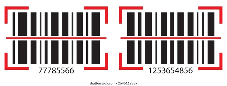 Set of barcode label templates isolated on white background. Collection of barcode icons. Visual digital data representation with merchandise information. Vector graphic illustration.