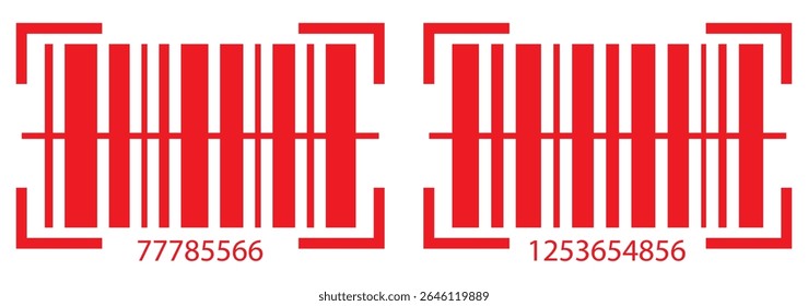 Set of barcode label templates isolated on white background. Collection of barcode icons. Visual digital data representation with merchandise information. Vector graphic illustration.