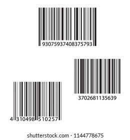 Set of barcode and number icon. Vector illustration.