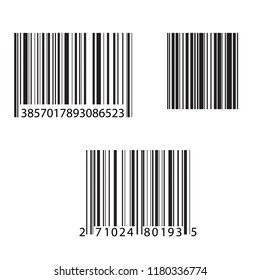 Set of barcode and number icon. Vector illustration.