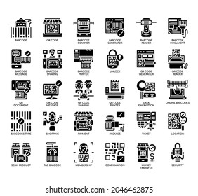 Set of  Barcode and QR Code thin line icons for any web and app project. 