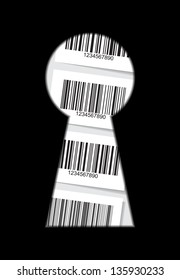 Set of barcode stickers behind the keyhole - illustration