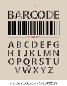 Set of Barcode style alphabet letters. vector font type design letters from A to Z. lines pattern, commercial typesetting.