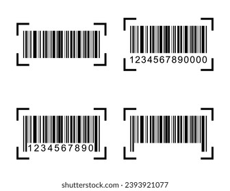 Satz des Strichcode-Vektorsymbol. Strichcode für Web-Flachdesign. Scanner-Illustration.