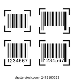 Set of Barcode vector icon. Bar code for web flat design. scanner illustration .