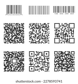 A set of barcodes and QR codes for digital identification. Vector illustration