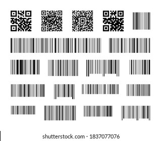 Conjunto de códigos de barras y códigos qr. Códigos de barras industriales. Explorar barras de código. Precio de código.