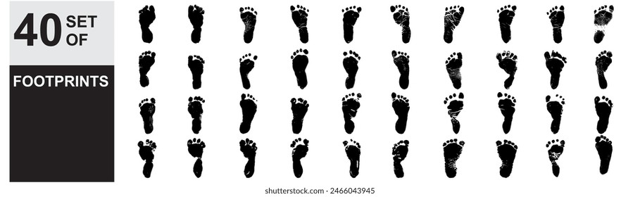 set of bare human footprints icon set. Different human footprints icon. Vector	