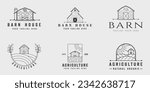 set of barn logo line art vintage vector illustration template icon graphic design