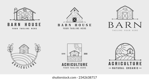 set of barn logo line art vintage vector illustration template icon graphic design