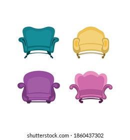 set of baroque armchair. soft furniture. vector