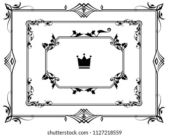 Set of baroque design frames with old antique tones, vector data