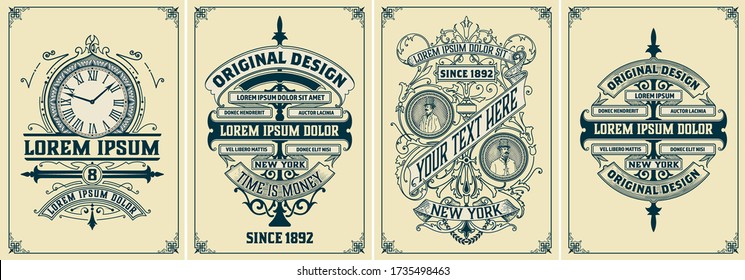 Set of Baroque designs with ornamental elements