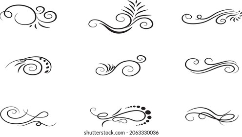 Set of  Baroque Victorian frame border tattoo floral ornament leaf scroll engraved retro flower pattern decorative design tattoo 