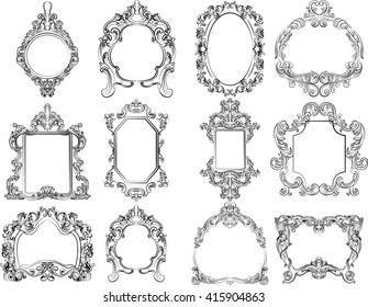 Set Baroque Vintage Decoration Frames Flourishes Stock Vector (Royalty ...