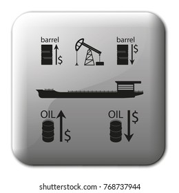 Set of barrel oil flat vector icon. Oil tanker illustration.