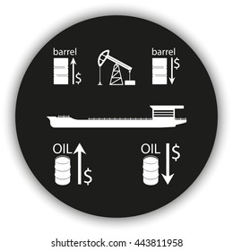 Set of barrel oil icon. Oil tanker icon.