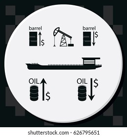 Set of barrel oil icon. Oil tanker icon.