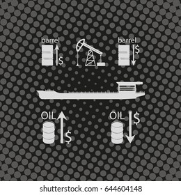 Set of barrel oil icon. Oil tanker icon.