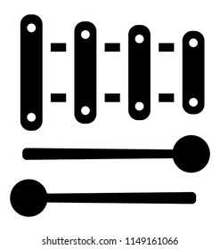 
Set of bars attached with each other with mallet depicting xylophone
