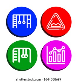 Set of bars icons. Such as Monkey bars, Uneven, Combination chart , bars icons
