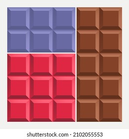 Set of bars and pieces with different chocolates Free Vector