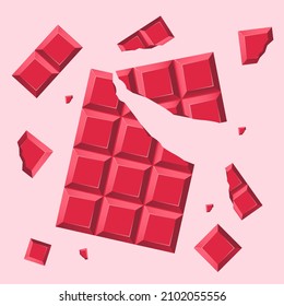 Set of bars and pieces with different chocolates Free Vector
