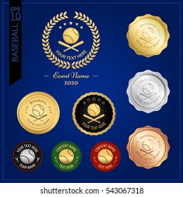 Set of baseball badge label or emblem for sport competition event 