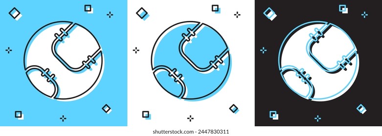 Set Baseball ball icon isolated on blue and white, black background.  Vector