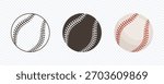 Set of baseball ball vector. baseball ball logo vector. Outline, silhouette and flat vector ball