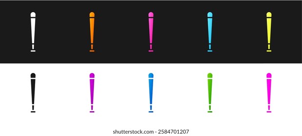 Set Baseball bat icon isolated on black and white background. Sport equipment.  Vector Illustration