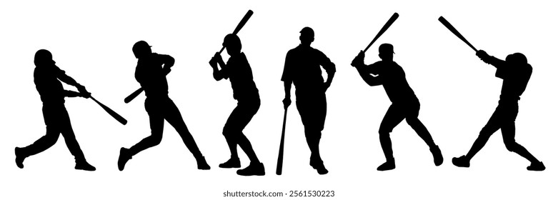 a set of baseball batter silhouettes