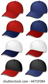 Set of Baseball Caps - realistic vector illustrations