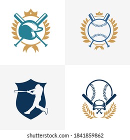 Set of Baseball emblem design vector, Baseball Logo design template, Symbol icon, Illustration