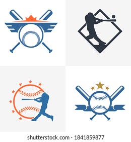 Set Of Baseball Emblem Design Vector, Baseball Logo Design Template, Symbol Icon, Illustration