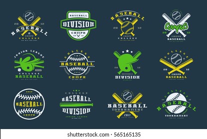 Set of baseball emblems. Graphic design for t-shirt