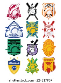 a set of baseball emblems on a white background