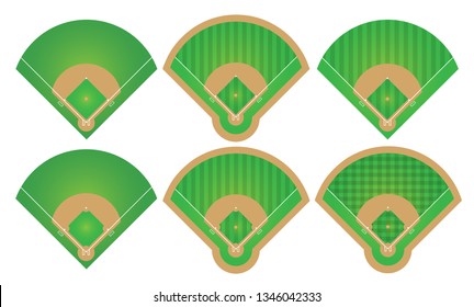 Set of Baseball Fields. sport game field competition.