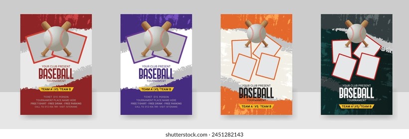 A set of Baseball Flyer Design Template for Sport Event, Tournament or Championship