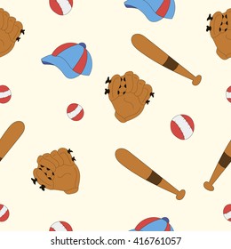 set for baseball, glove, cap, bat, game, sport pattern