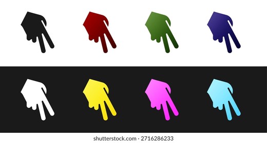 Conjunto de icono de guante de béisbol aislado en fondo blanco y negro.  Vector