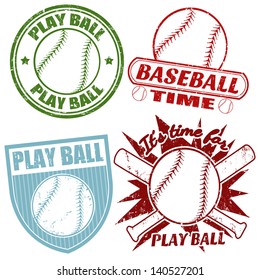 Set of baseball grunge rubber stamps, vector illustration