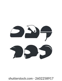 Set Baseball Helmet Silhouettes Design