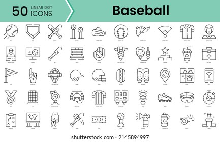 Set of baseball icons. Line art style icons bundle. vector illustration