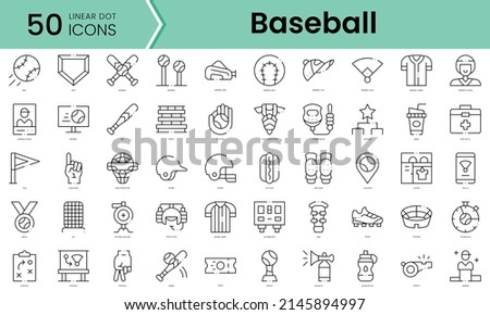 Set of baseball icons. Line art style icons bundle. vector illustration