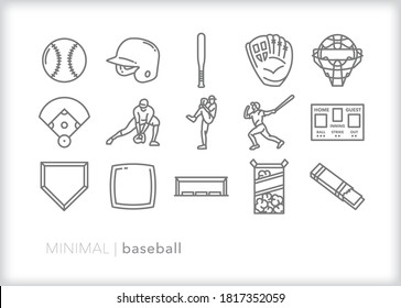 Set of baseball icons for playing the sport or watching a game